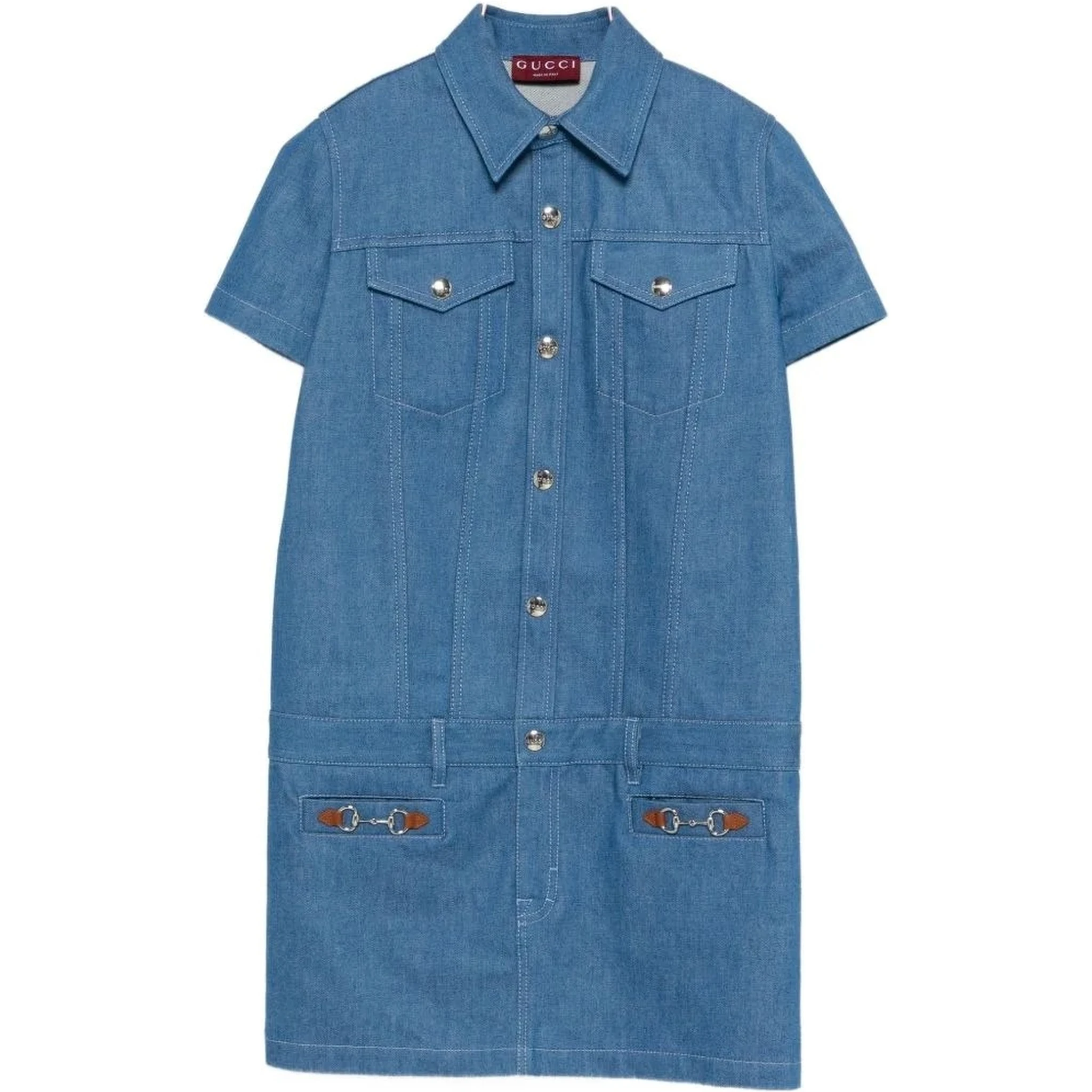 Denim dress with short sleeves