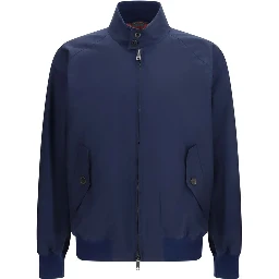 Blue Polyester Biker Jacket