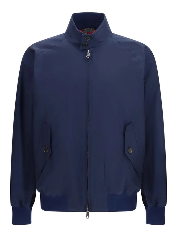 Blue Polyester Biker Jacket