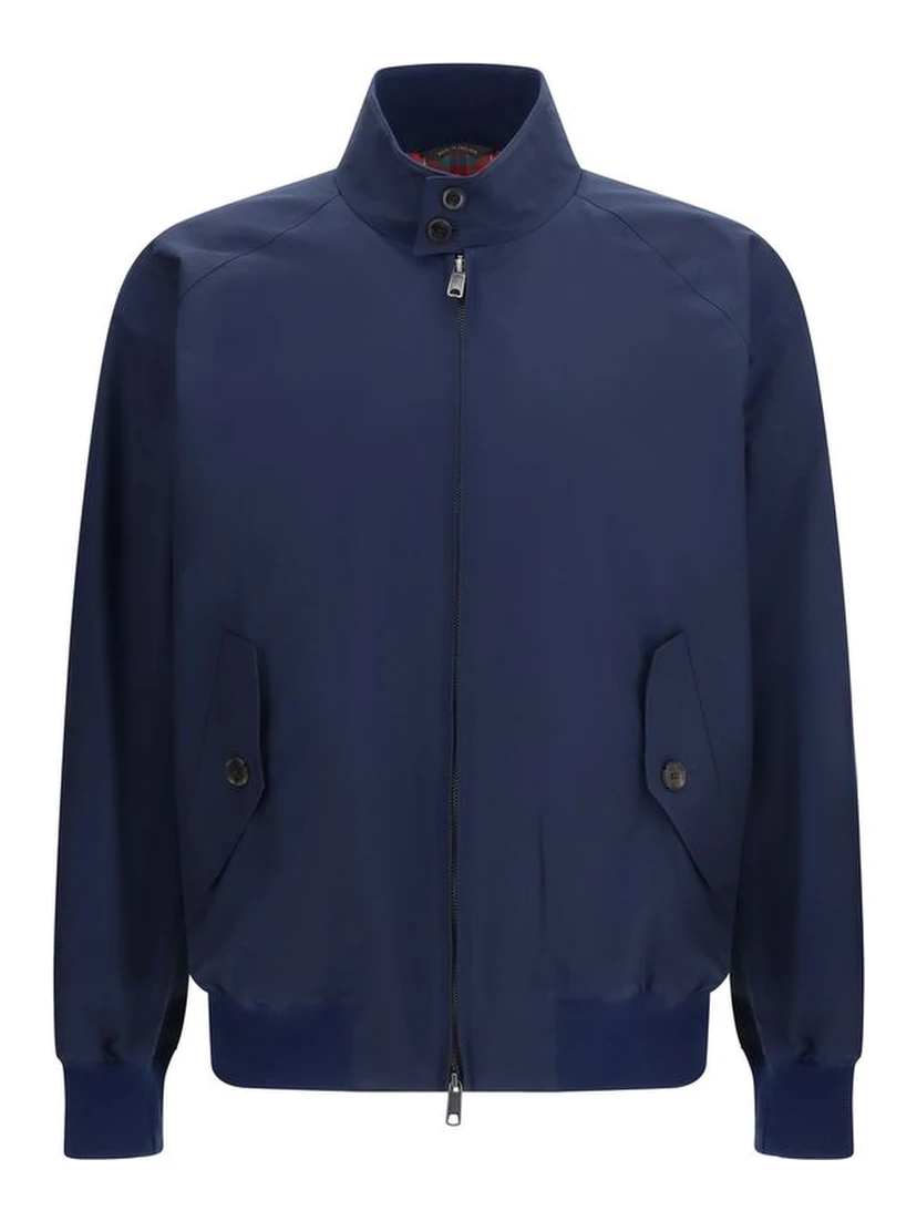 Blue Polyester Biker Jacket