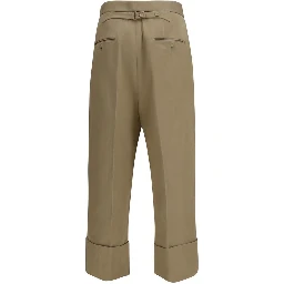 Beige Cotton Casual Pants