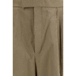 Beige Cotton Casual Pants