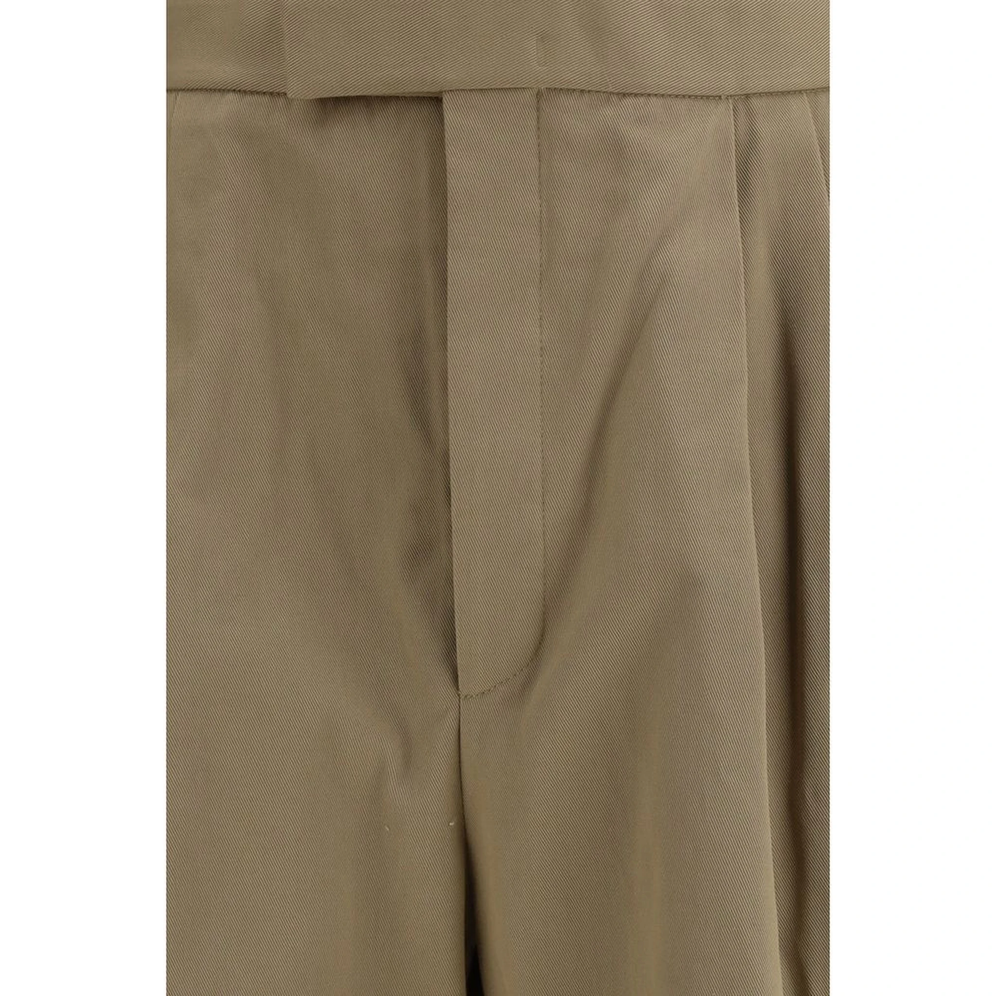 Beige Cotton Casual Pants
