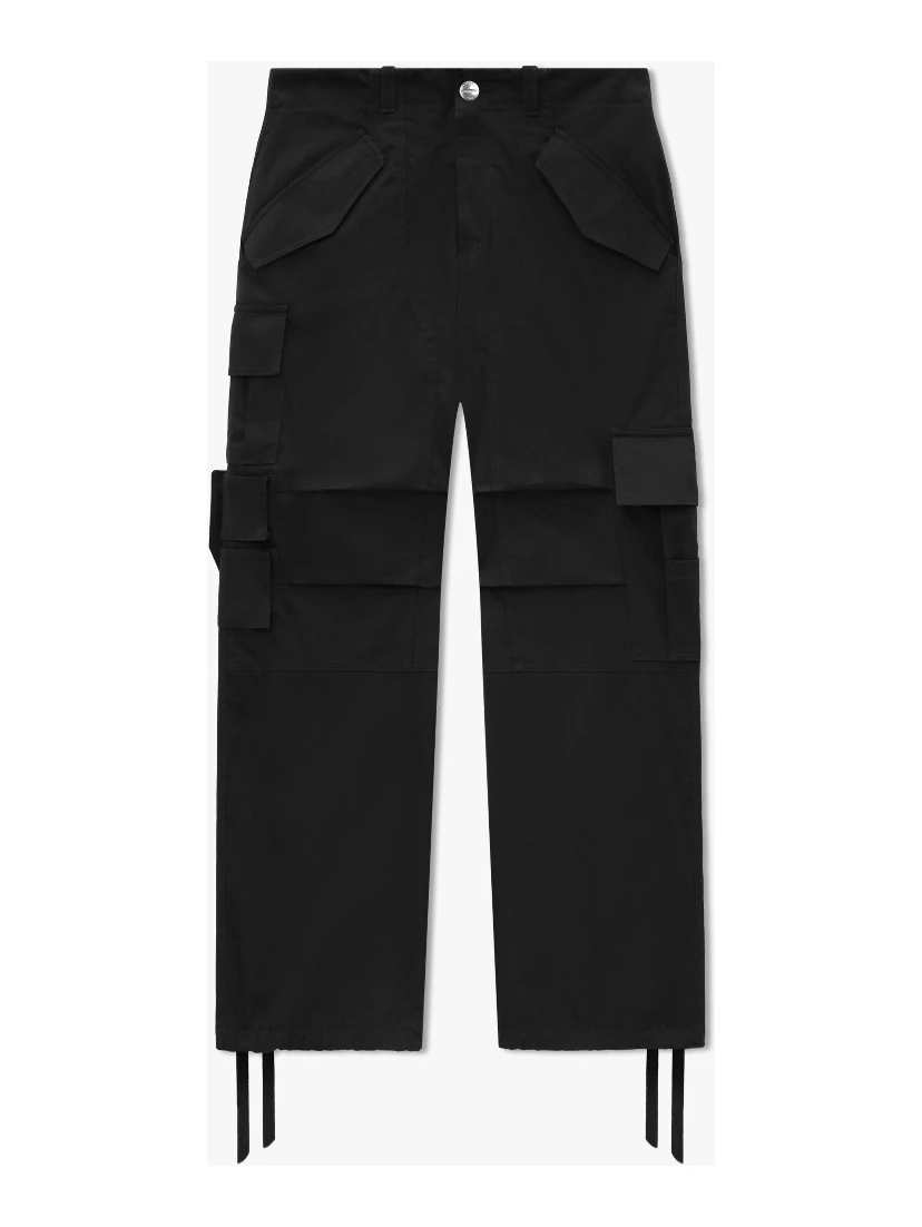 Black Cotton Cargo Pants