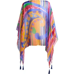 PAISLEY PRINT SILK PONCHO TOP
