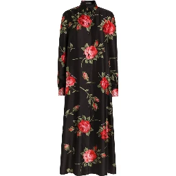 ROSE BOUQUET PRINT TWILL LONG DRESS