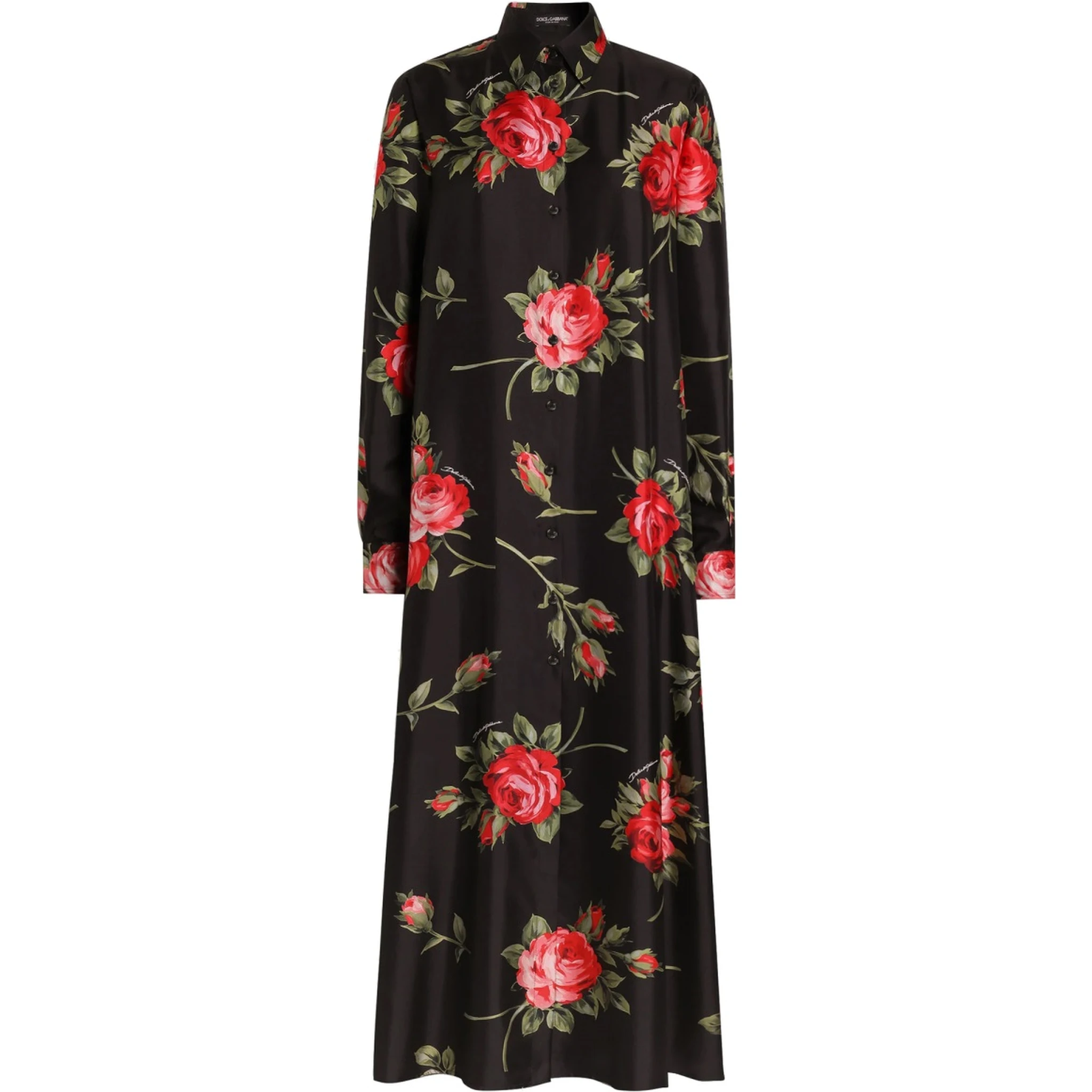 ROSE BOUQUET PRINT TWILL LONG DRESS