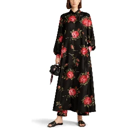 ROSE BOUQUET PRINT TWILL LONG DRESS