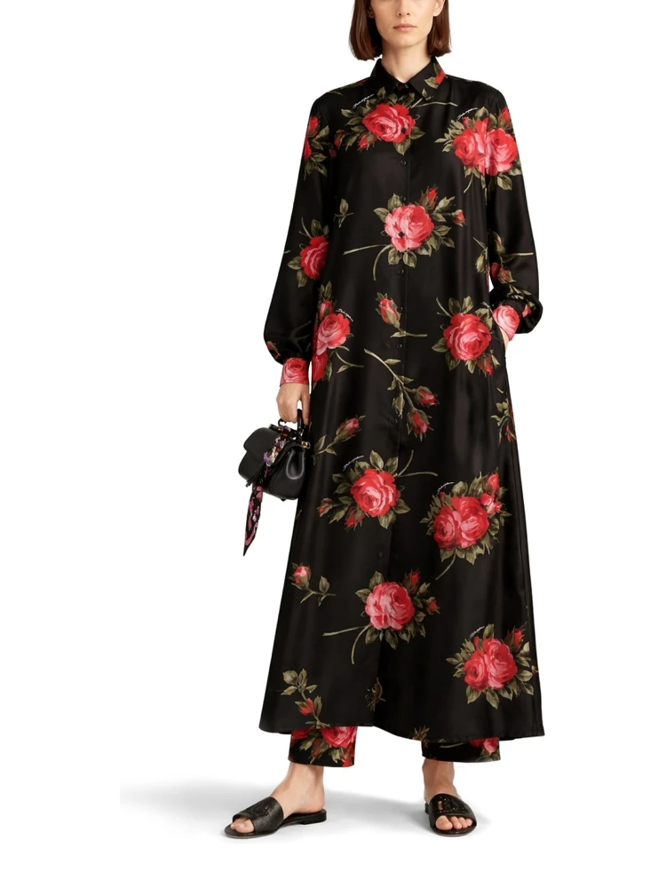 ROSE BOUQUET PRINT TWILL LONG DRESS alternative