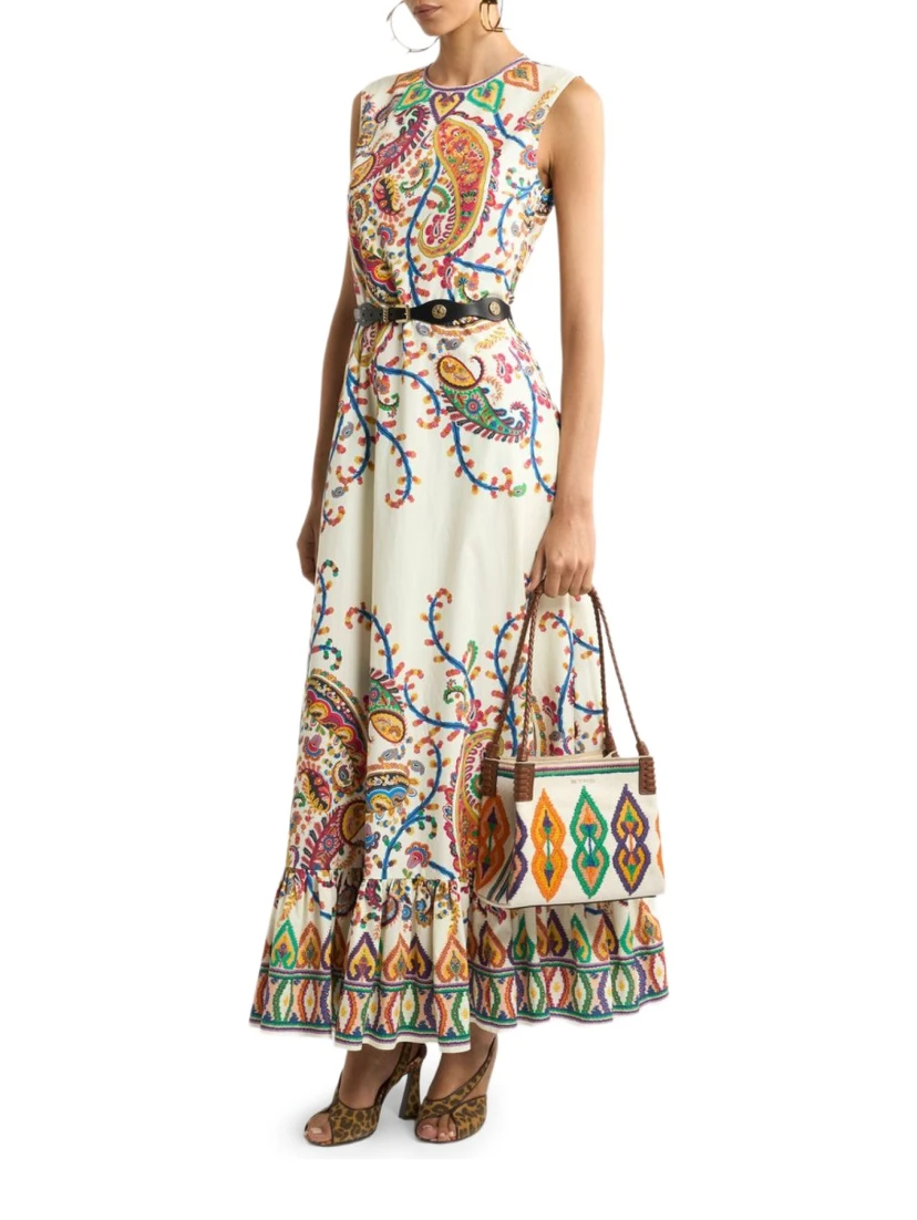 LONG DRESS WITH FLORAL PAISLEY PRINT