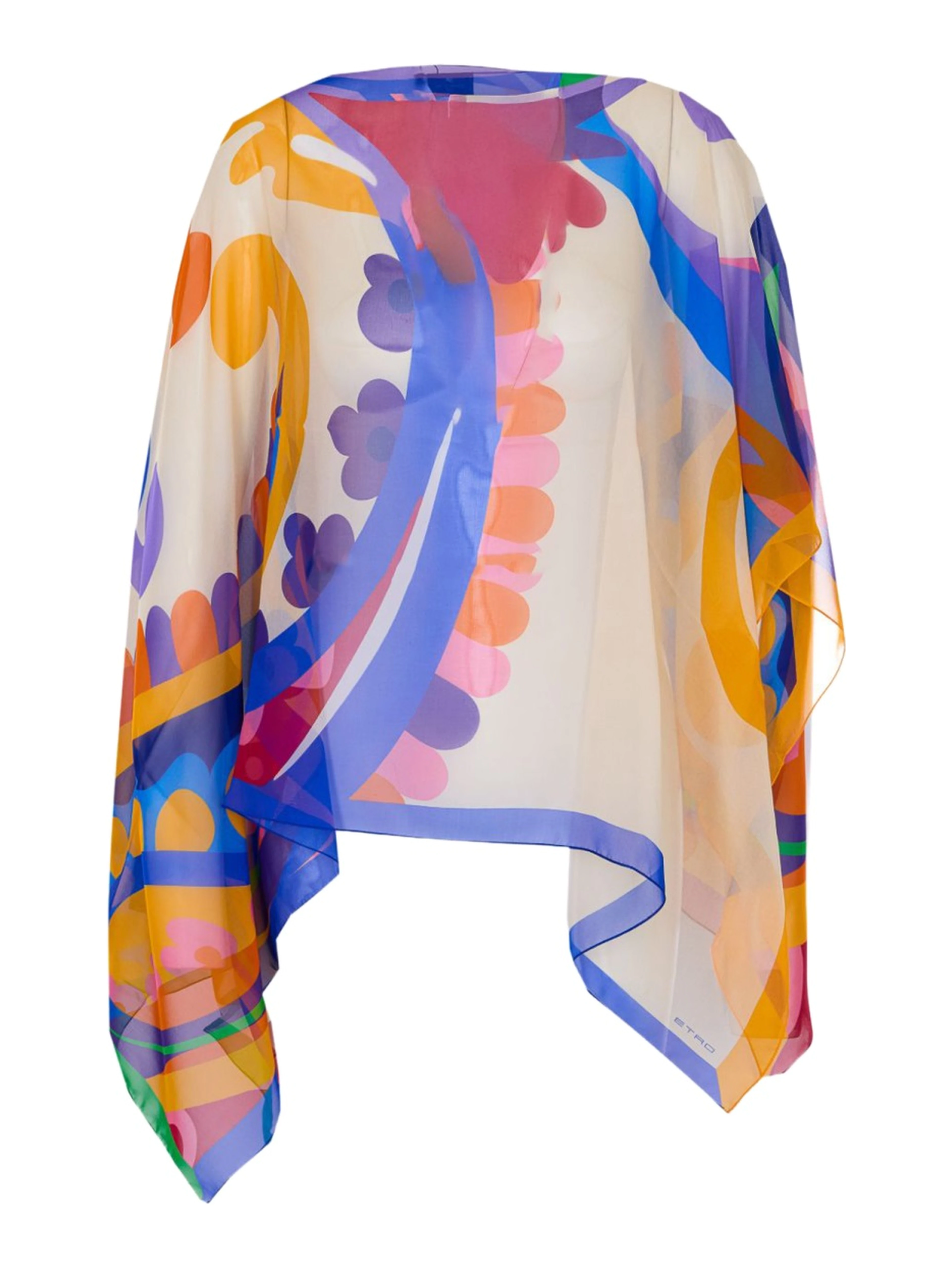 ASYMMETRICAL PAISLEY PRINT PONCHO