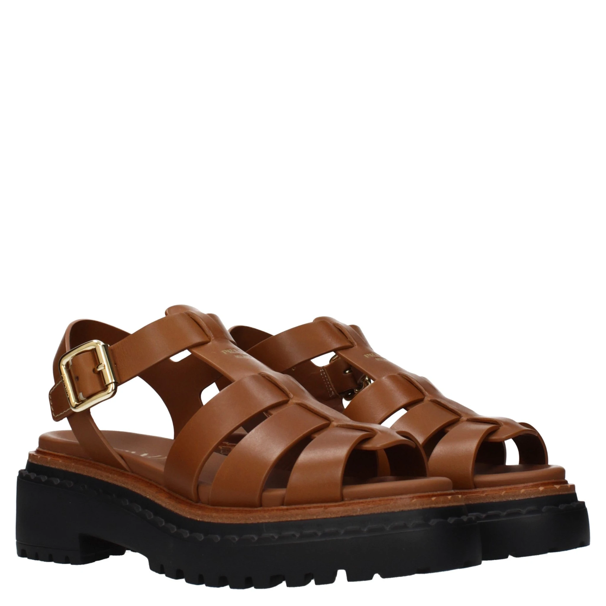 Brown Leather Platform Sandals