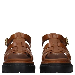 Brown Leather Platform Sandals