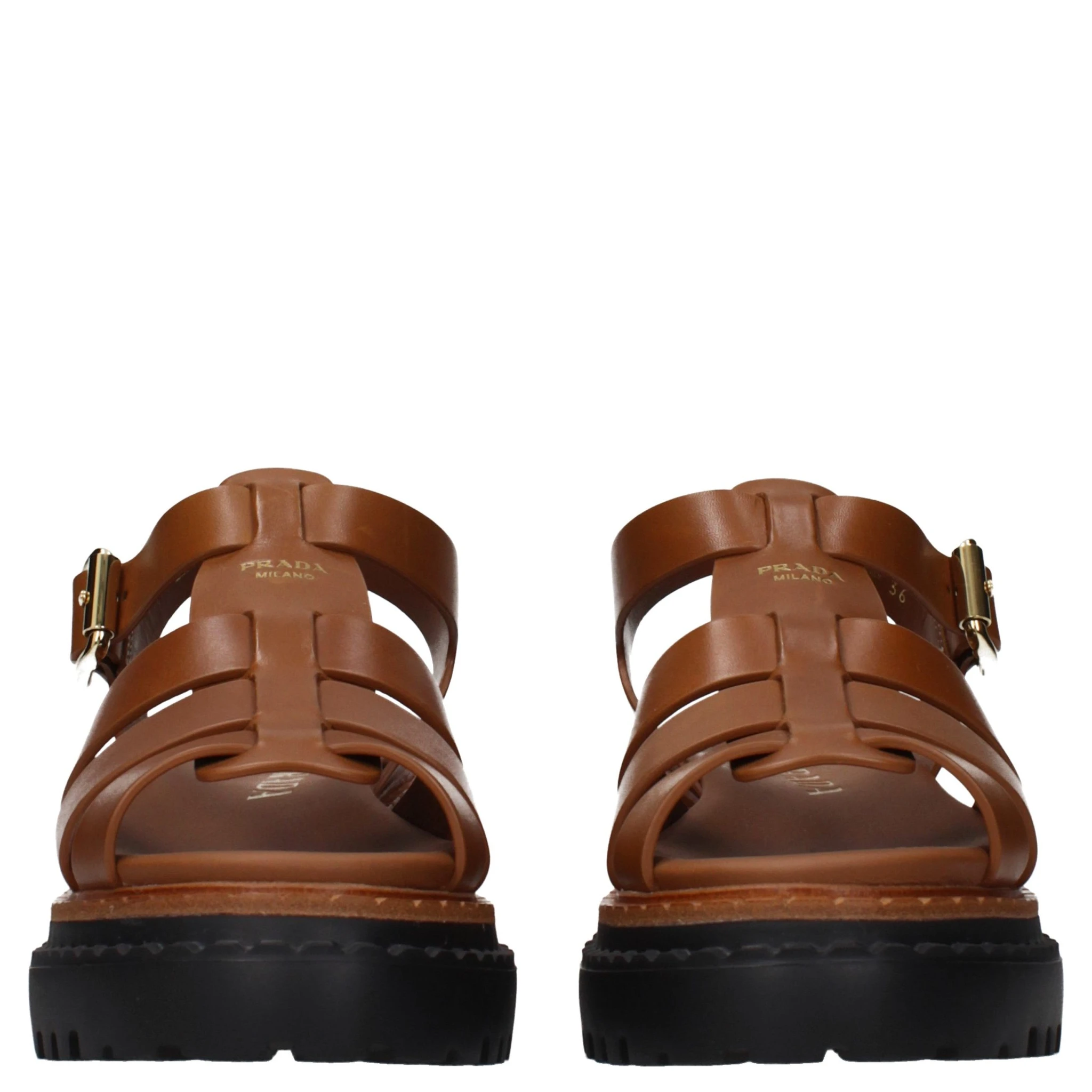 Brown Leather Platform Sandals