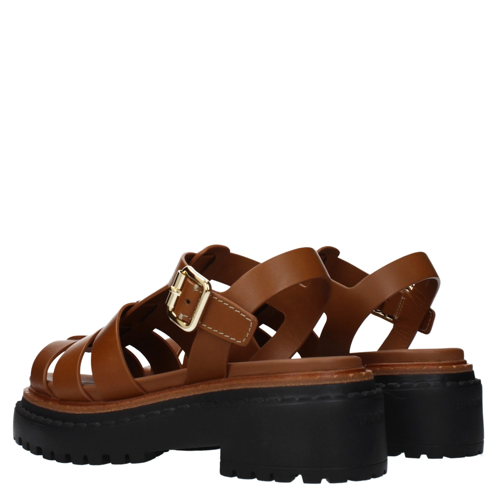 Brown Leather Platform Sandals