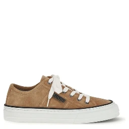 Beige Calf Leather Bos Taurus Low Top Sneakers