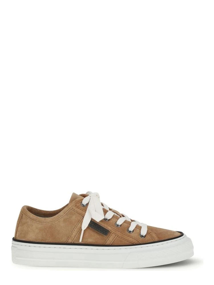 Beige Calf Leather Bos Taurus Low Top Sneakers