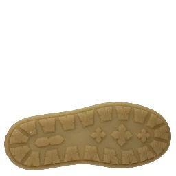 Beige Leather Platform Loafers