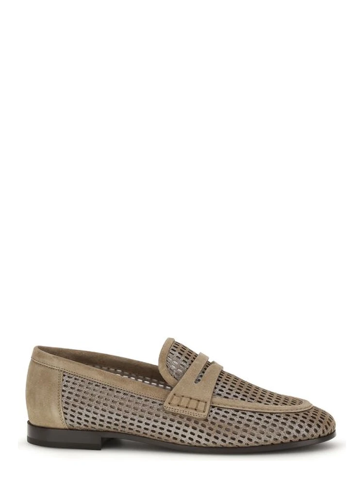 Beige Calf Leather Bos Taurus Slip-On Loafers
