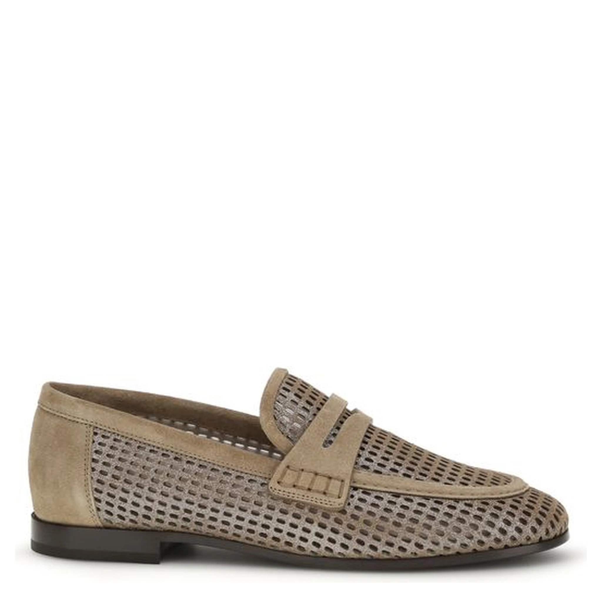Beige Calf Leather Bos Taurus Slip-On Loafers