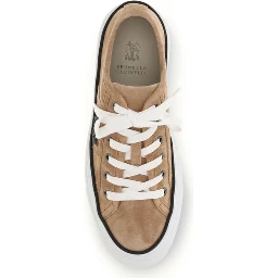 Beige Calf Leather Bos Taurus Low Top Sneakers