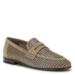 Beige Calf Leather Bos Taurus Slip-On Loafers
