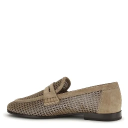 Beige Calf Leather Bos Taurus Slip-On Loafers