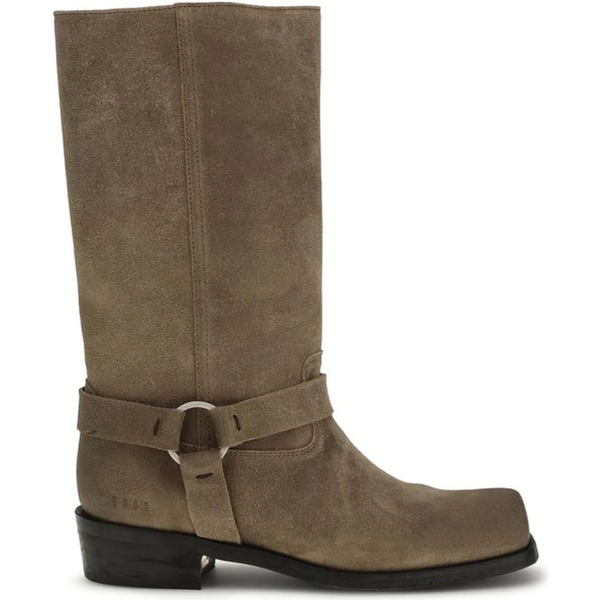 Beige Calf Leather Bos Taurus Lace-Up Boots