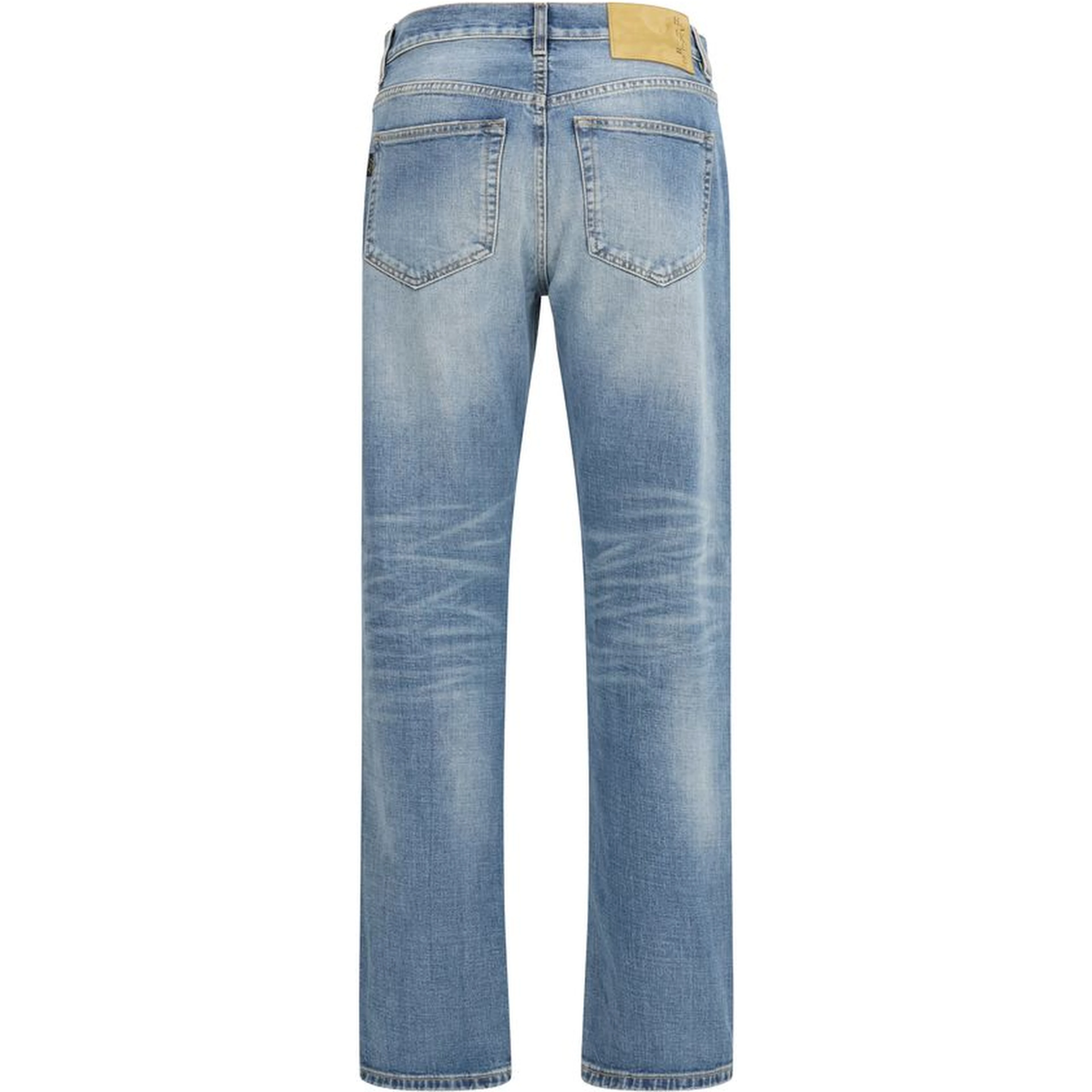 Blue Cotton Straight-Leg Jeans