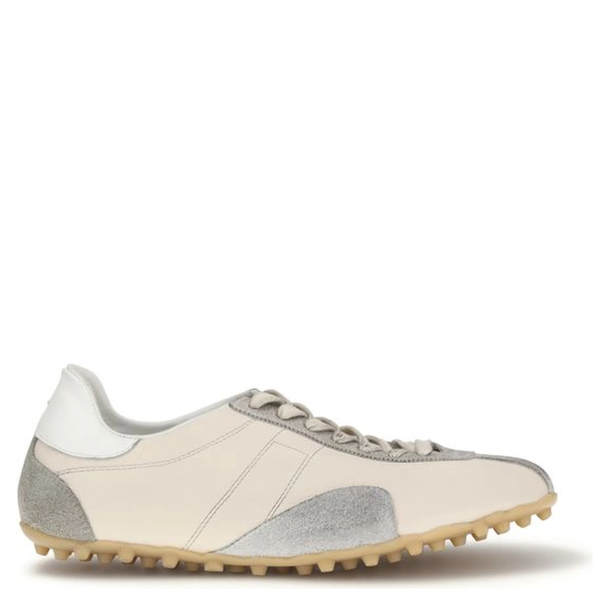 Beige Calf Leather Bos Taurus Athletic Sneakers