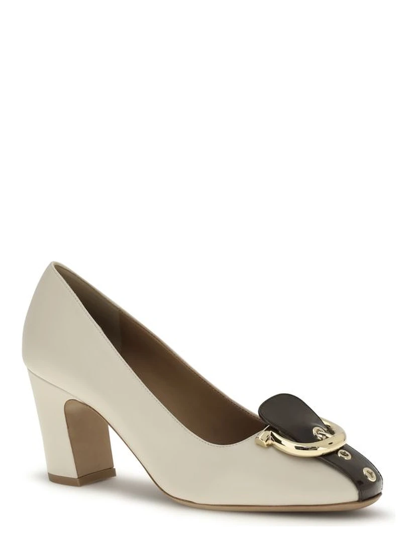 Beige Calf Leather Bos Taurus High Heel Pumps