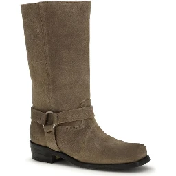 Beige Calf Leather Bos Taurus Lace-Up Boots