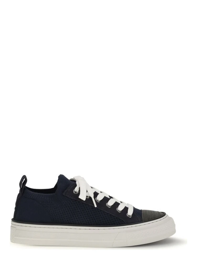 Black Cotton Low Top Sneakers