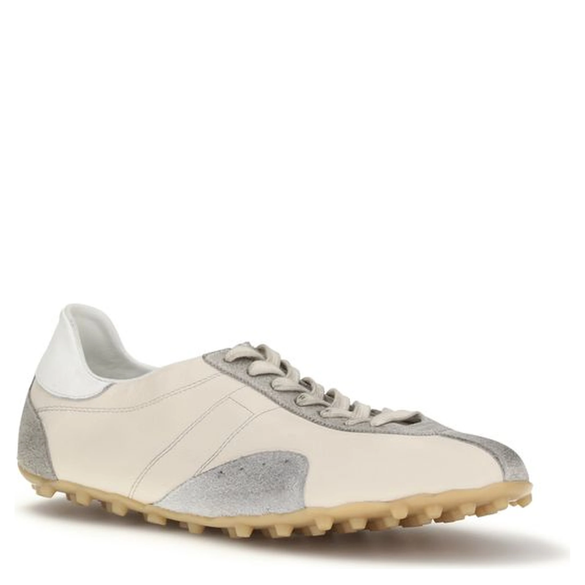 Beige Calf Leather Bos Taurus Athletic Sneakers