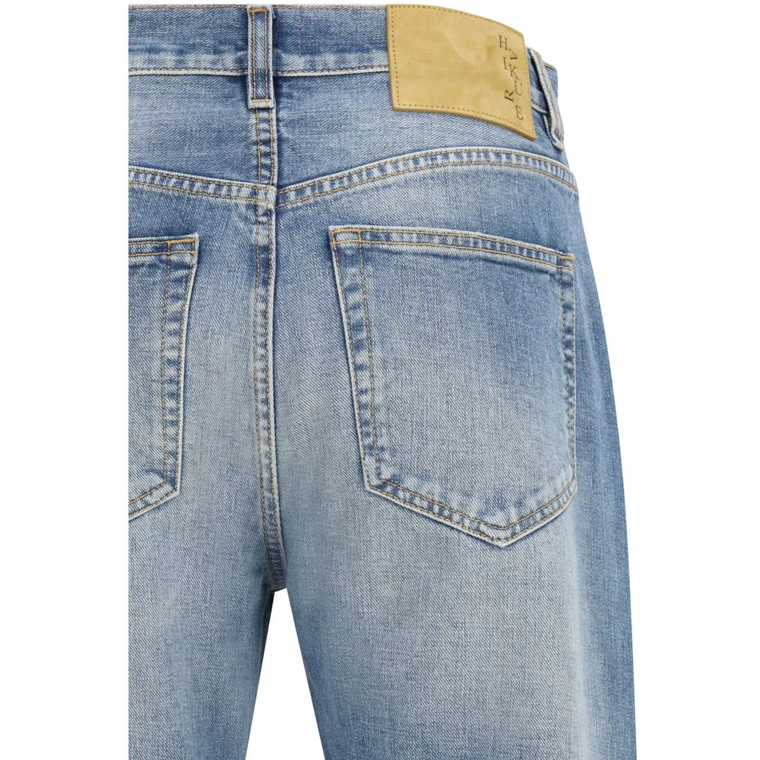 Blue Cotton Straight-Leg Jeans