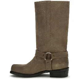 Beige Calf Leather Bos Taurus Lace-Up Boots