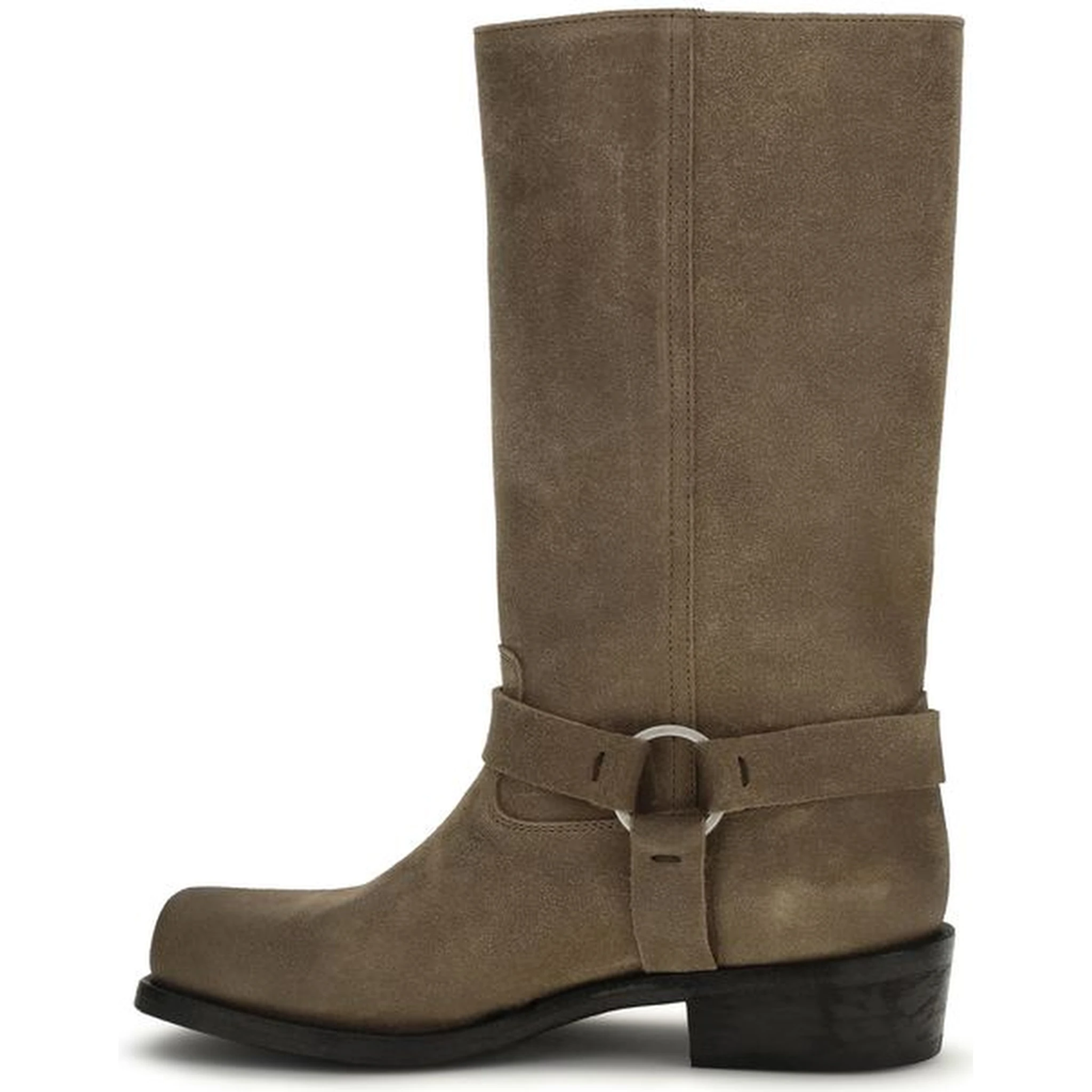 Beige Calf Leather Bos Taurus Lace-Up Boots