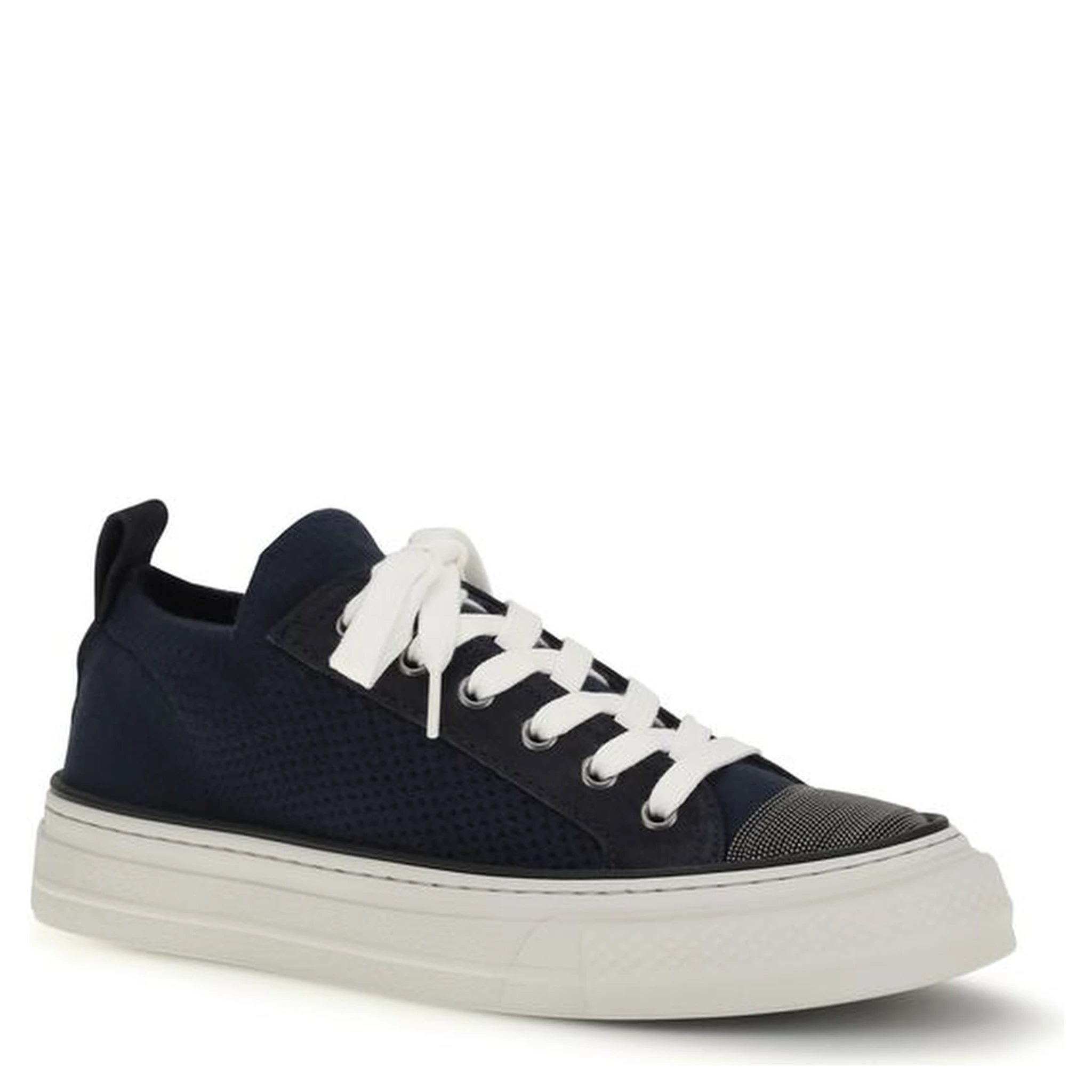 Black Cotton Low Top Sneakers