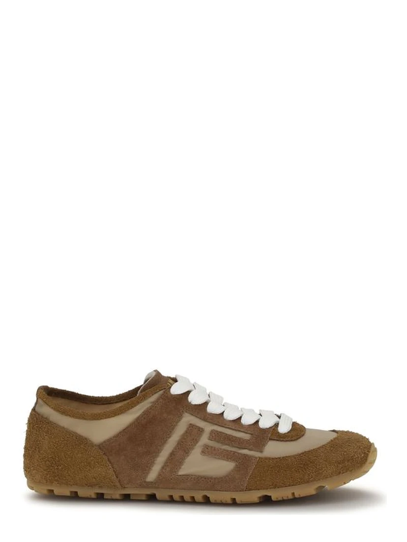 Beige Calf Leather Bos Taurus Athletic Sneakers