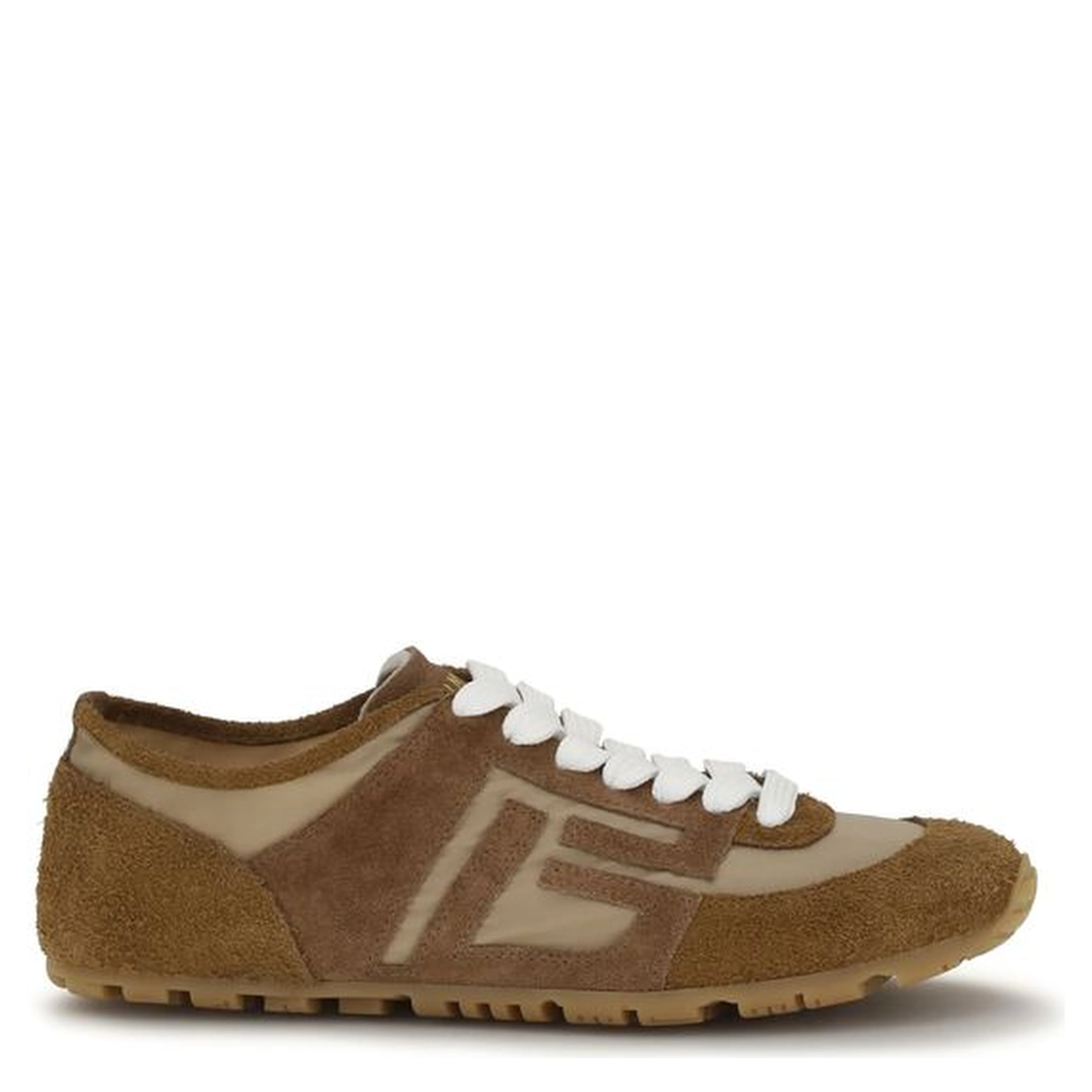 Beige Calf Leather Bos Taurus Athletic Sneakers