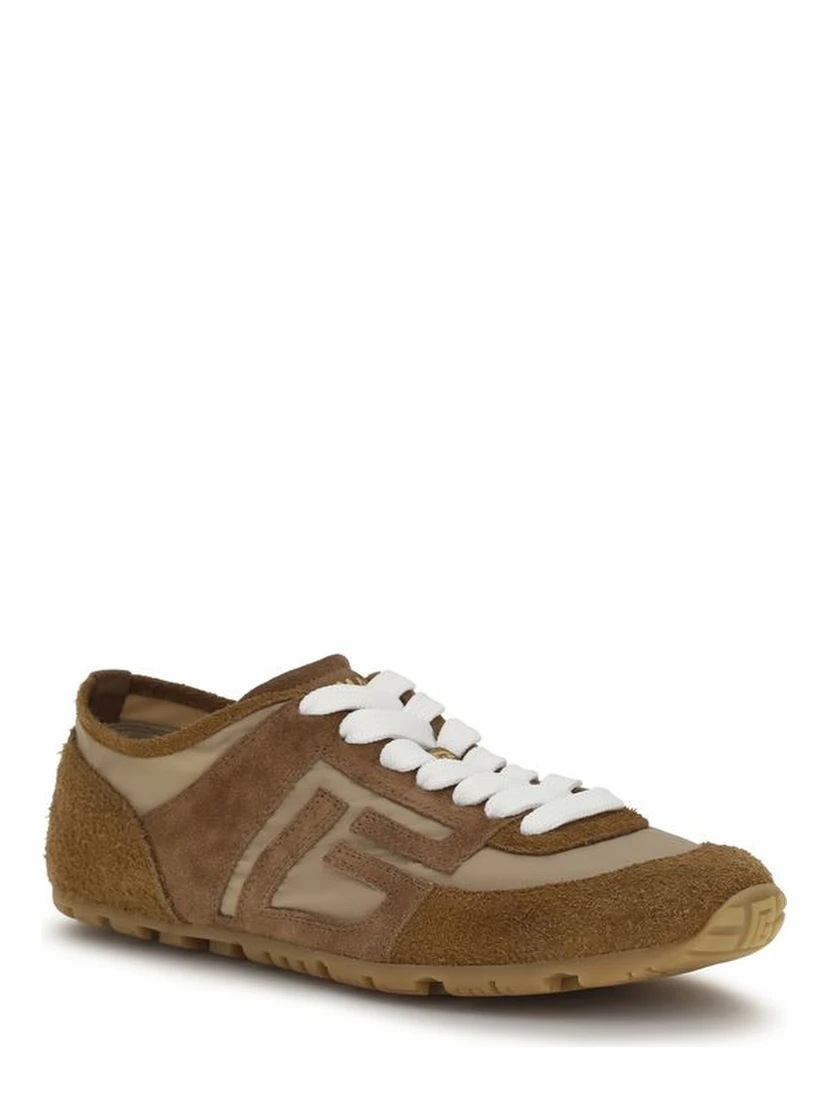Beige Calf Leather Bos Taurus Athletic Sneakers