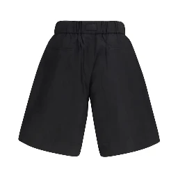 Black Cotton Bermuda Shorts
