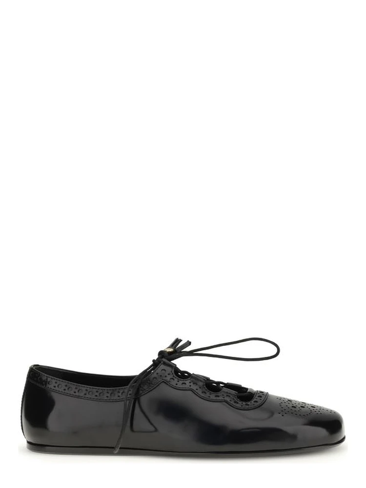 Black Calf Leather Bos Taurus Ballet Flats