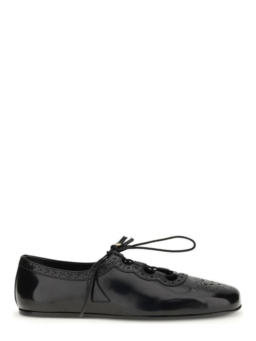 Black Calf Leather Bos Taurus Ballet Flats