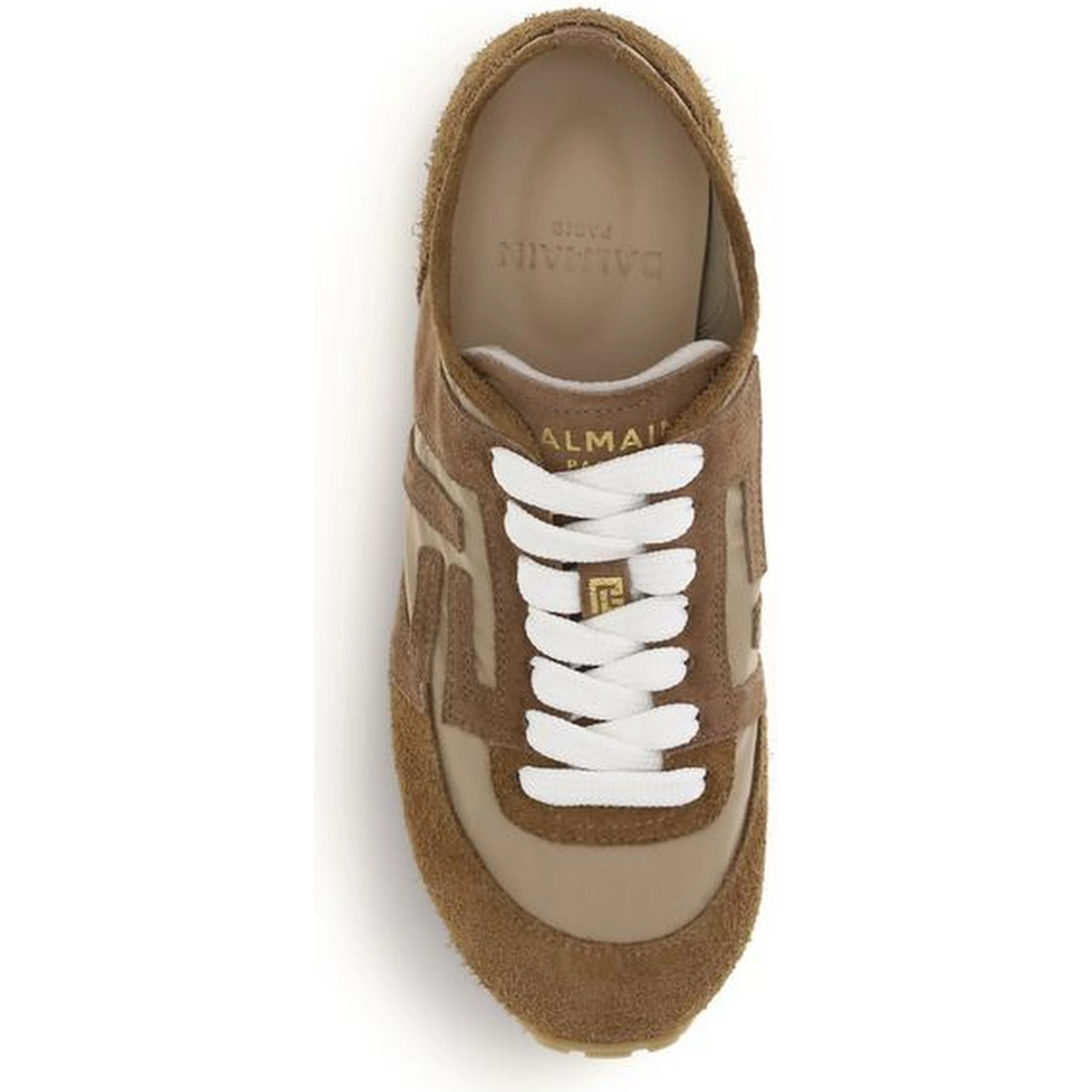 Beige Calf Leather Bos Taurus Athletic Sneakers