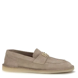 Beige Calf Leather Bos Taurus Slip-On Loafers
