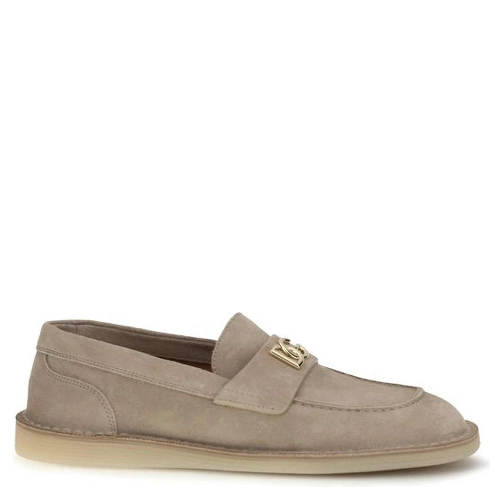Beige Calf Leather Bos Taurus Slip-On Loafers
