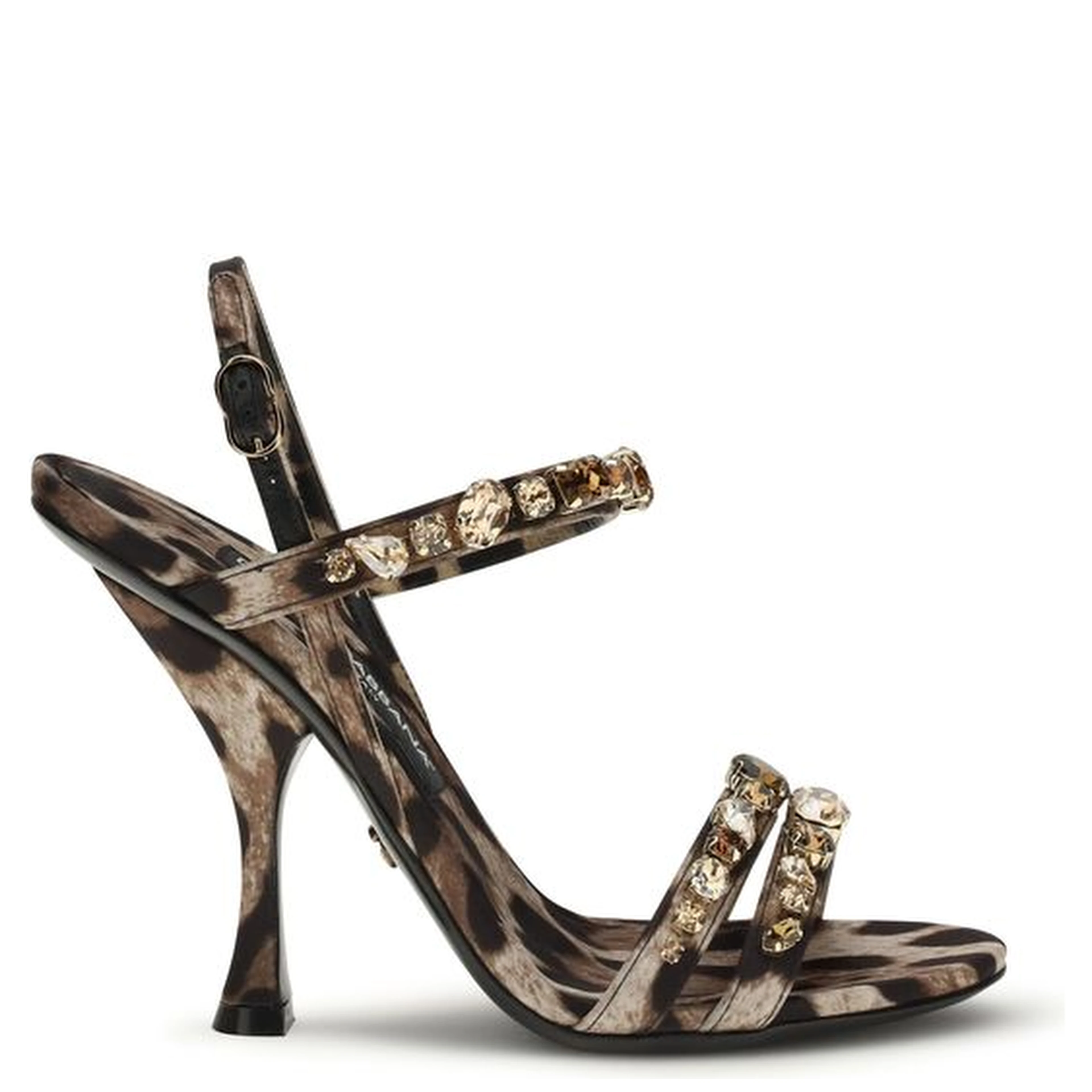 Brown Fabric Stiletto Heel Sandals