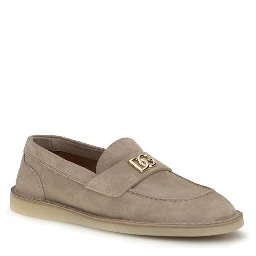 Beige Calf Leather Bos Taurus Slip-On Loafers