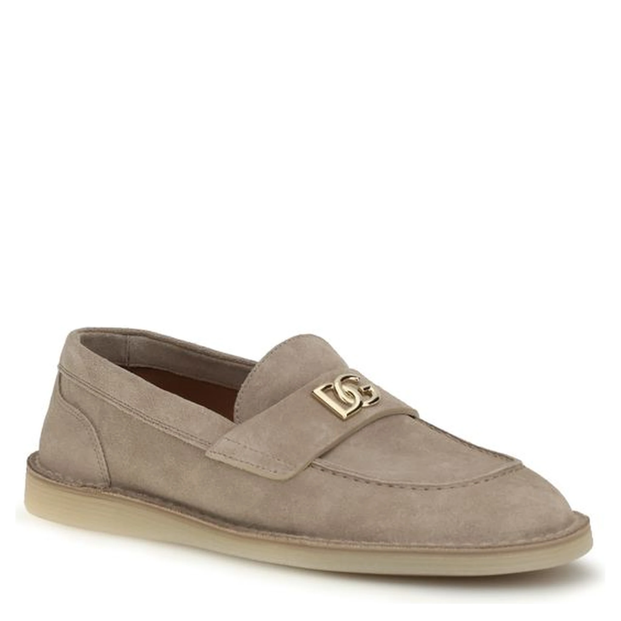Beige Calf Leather Bos Taurus Slip-On Loafers